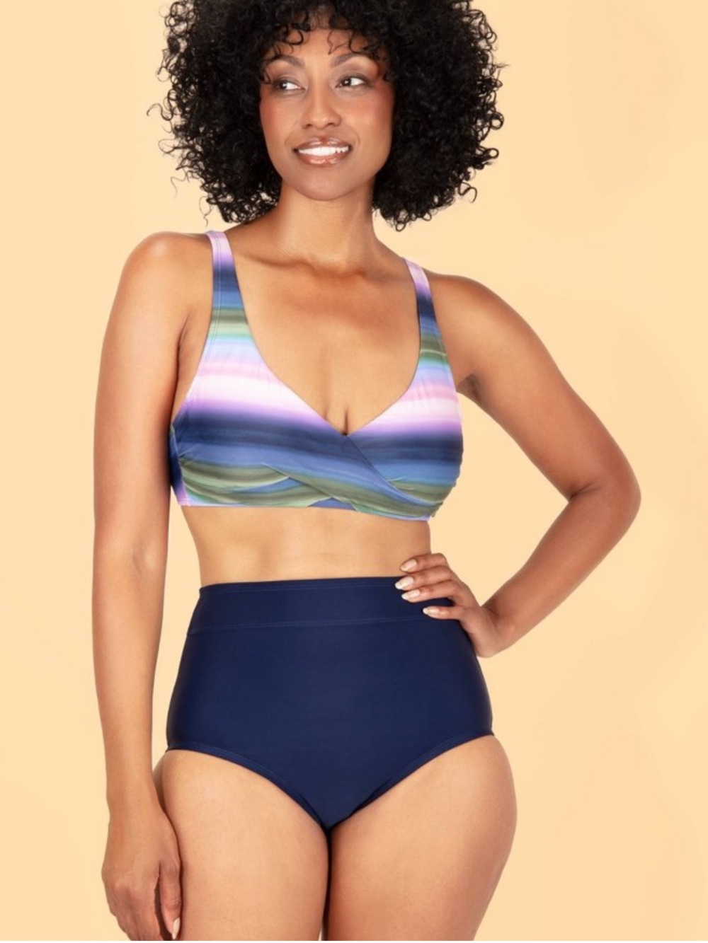 Lands’ End Tummy Control High Waist Deep Sea Navy Bikini Bottom